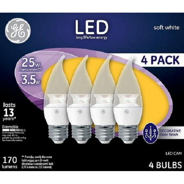 4pk Candalabra 25 Watt LED Light Bulbs Dimmable 2.5W 200 Lumen 2700K Soft White 4pk Candalabra 25 Watt LED Light Bulbs Dimmable 2.5W 200 Lumen 2700K Soft White